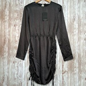 bcbg max azria black dress 4th & Reckless Black Polka Dot Print Satin Slip Maxi Dress UK 6 main image 1
